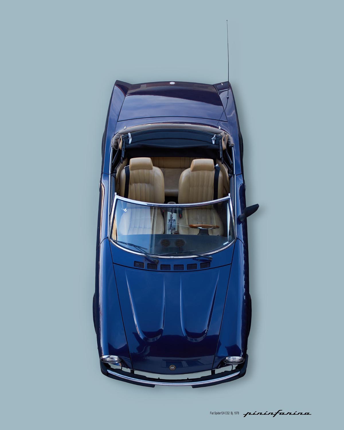 Roland Troll Fotografie Fiat 124 Spider Pininfarina Plakat Cabrio von oben offen